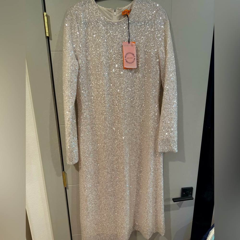 NWT Stine Goya white sequin midi dress